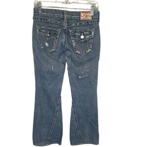 True Religion Brand Jeans Womens 26 Blue Bootcut Made in USA Distressed Denim